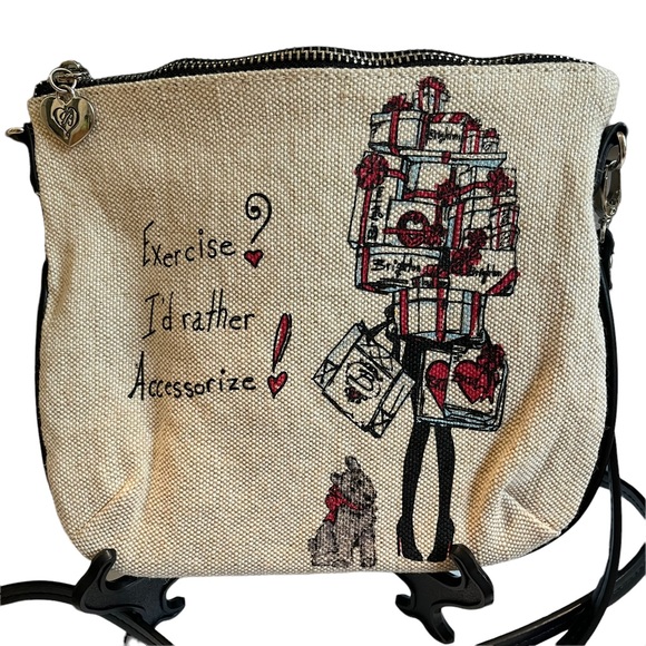 BRIGHTON Scottie Dog Canvas Crossbody with Black Leather Detachable Stra… - Picture 7 of 10